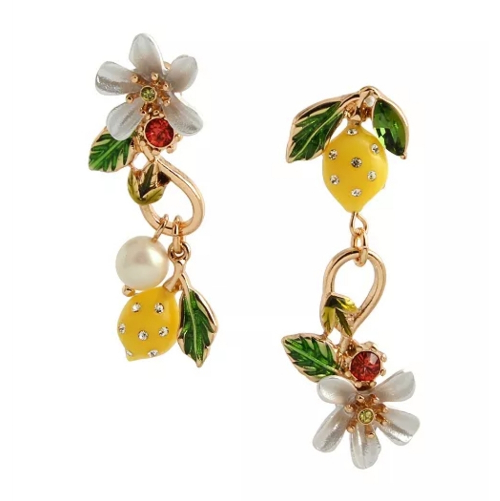 Betsey Johnson Lemon Flower Dangle Earrings